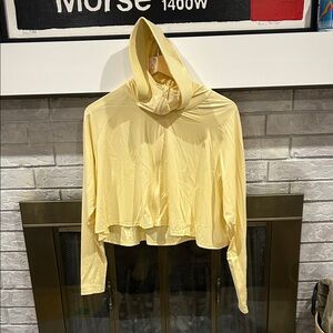 Yellow Hooded Long Sleeve Crop Jacket